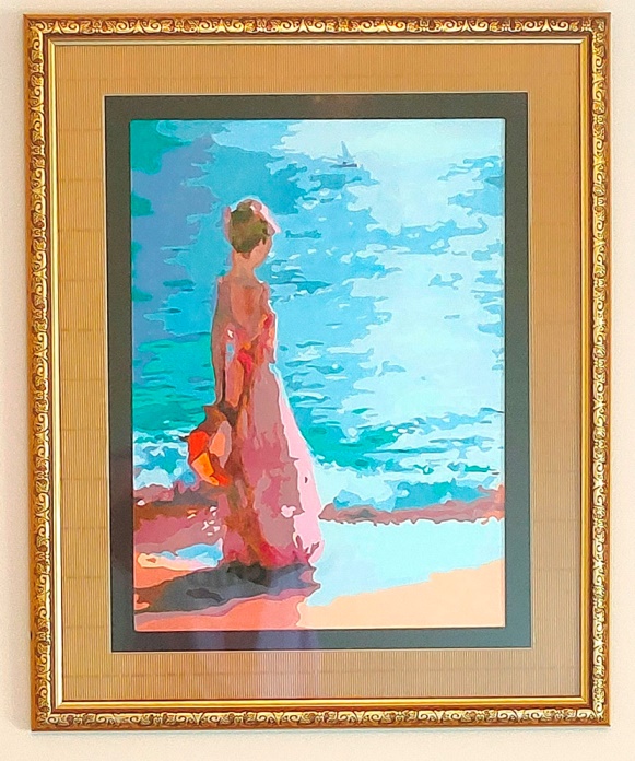 paint by numbers girl by the sea finished and framed