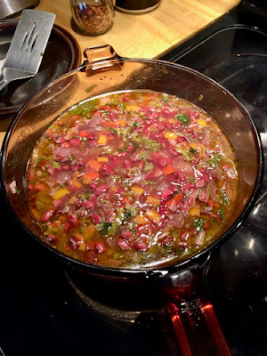 a pot of red beans cooking