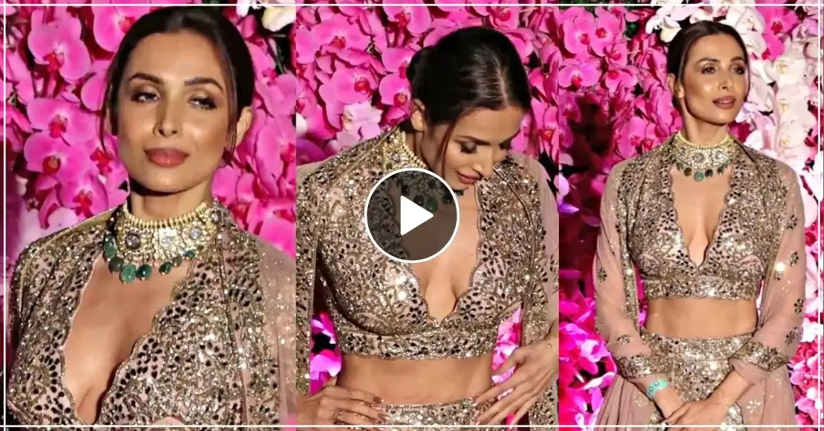 Malaika Arora in golden lehenga at wedding party