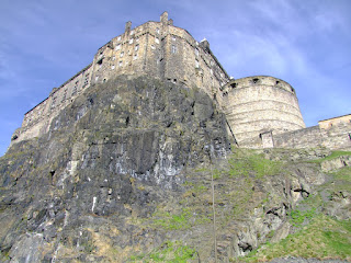 Shot of Edinburgh Castle from below the rock.