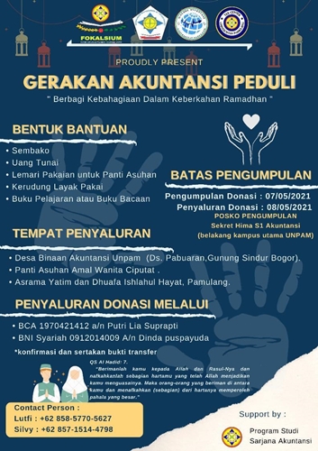 Gerakan Akuntansi Peduli : Berbagi kebahagiaan dalam keberkahan Ramadhan di Desa Pabuaran Kabupaten Bogor.