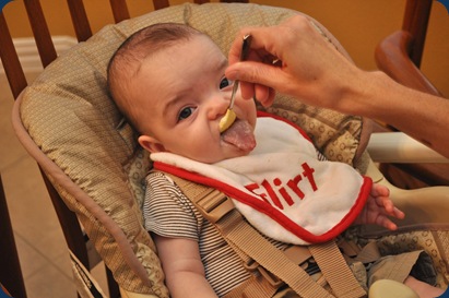 Landon would rather stick his tongue out than eat