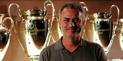 Jose Mourinho in the Real Madrid trophy room