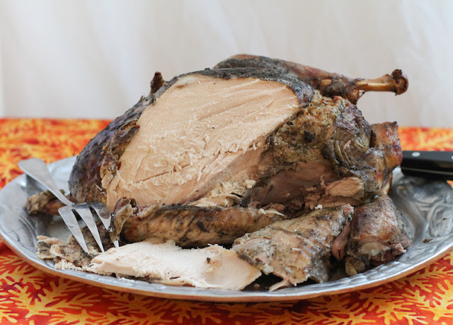 Food Lust People Love: This sous vide whole stuffed turkey is full of flavor from the sausage stuffing within and crispy without from a quick roast in the oven. Its spicy rubbed golden skin is divine!