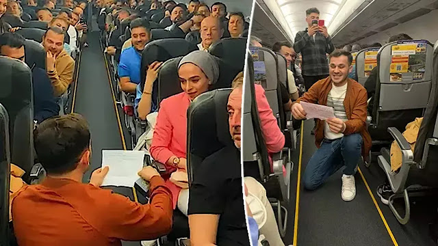 Turkish man proposes to girl friend mid-air 