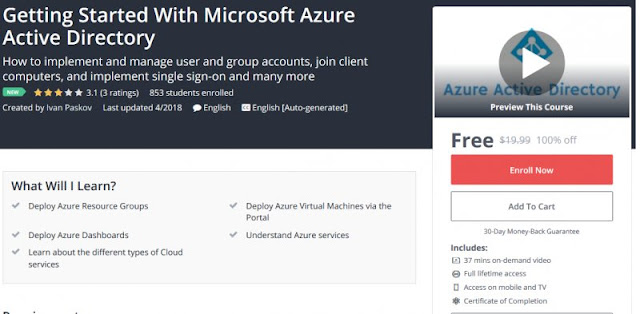 [100% Off] Getting Started With Microsoft Azure Active Directory| Worth 19,99$