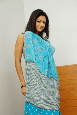 Tollywood actress mamta mohandas in hot blue saree photos+123actressphotosgallery.com