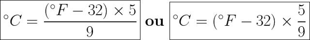 Fórmulas diferentes na conversão de fahrenheit para celcius