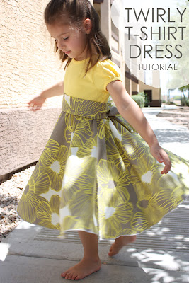 http://craftycupboard.net/2012/05/twirly-t-shirt-dress-tutorial/