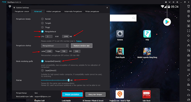 How to set Nox app graphics for Mobile Legend games so they don't get lagged