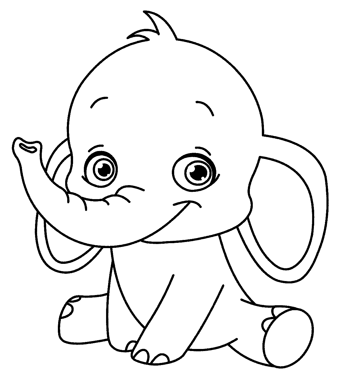 Gambar Mewarnai Anak Gajah Sukagambarku