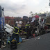 Equipes do Corpo de Bombeiros atuam em acidente envolvendo quatro carretas na BR 020, em São Desidério-BA