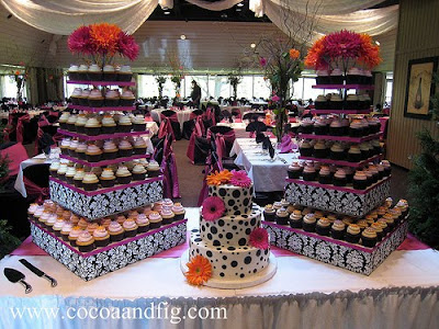 HOT PINK ORANGE WEDDING CAKE