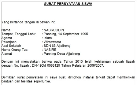 Contoh Surat Pernyataan Salah Ketik Contoh Surat