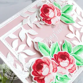 Sunny Studio Stamps: Everything's Rosy Vintage Jar Botanical Backdrop Friends Card Congrats Card Lexa Levana Leanne West