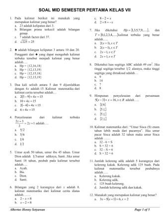 Mathematicc: Soal Latihan Kelas VII