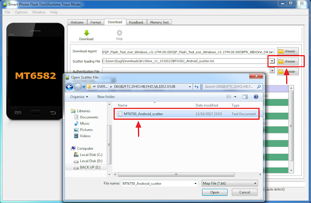 input scatter dari file firmware yang sudah di download