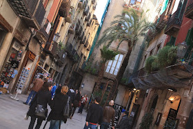 Montcada Street near Born boulevard in Barcelona