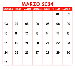 calendario MARZO 2024