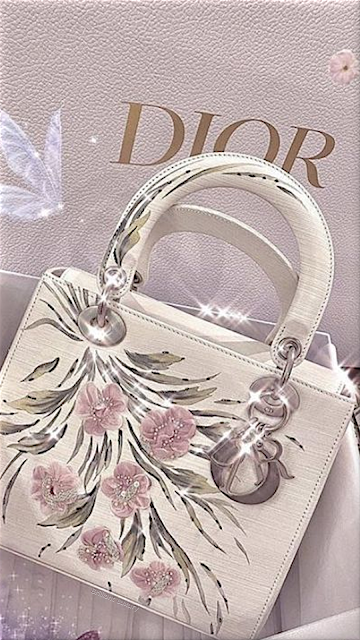 ♦White Lady Dior handbag with pink flowers #dior #ladydior #bags #white #pink #bags #brilliantluxury