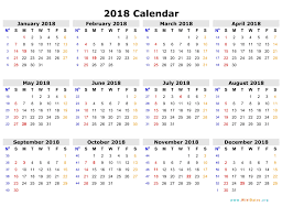 2018 Calendar Free