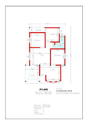 Bedroom House Plans on House Plans On 932 Sqft 2 Bedroom House Plan And Elevation Home