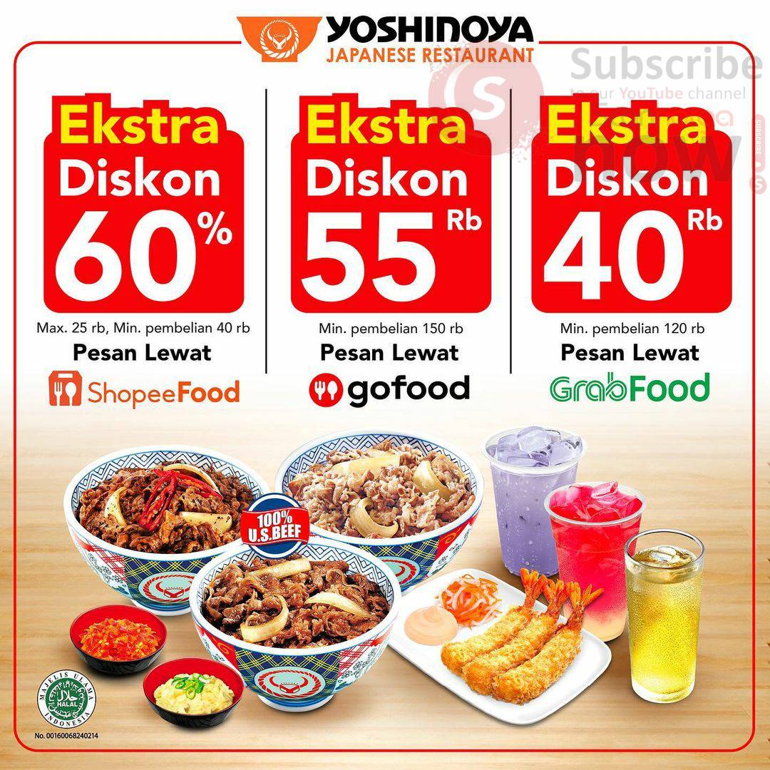 YOSHINOYA Promo Extra DISKON via (ShopeeFood, Grabfood & Gofood)