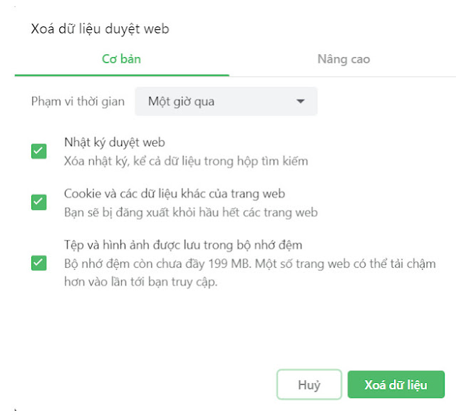 Xóa dữ liệu duyệt web hàng loạt