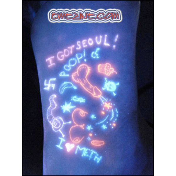 Worst UV Tattoo Ever? By the way, the colored inks show up under normal