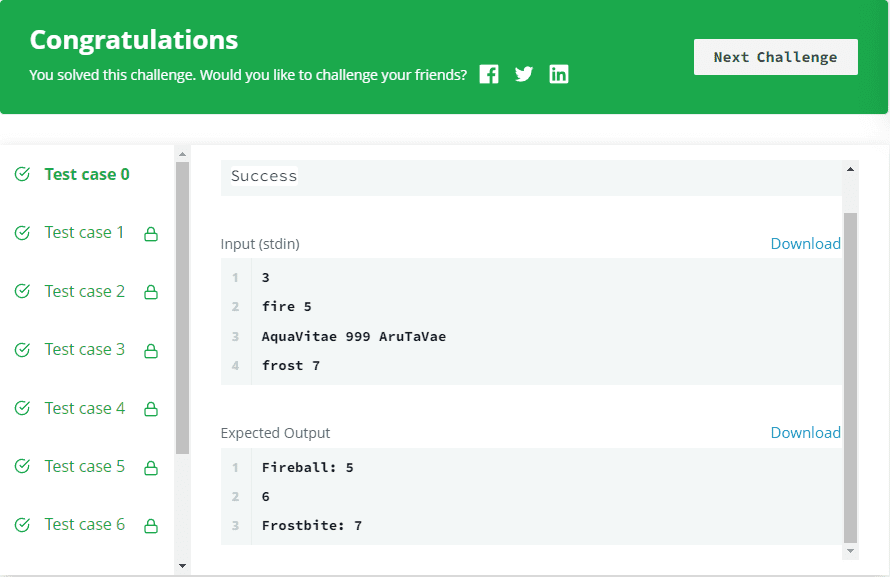 The Output of Magic Spells Hackerrank Solution