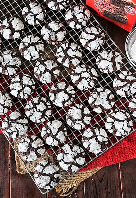 Cooling Rack with Brownie Mix Chocolate Crinkle Cookies Image