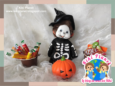 kiki Monchhichi halloween witch skeleton