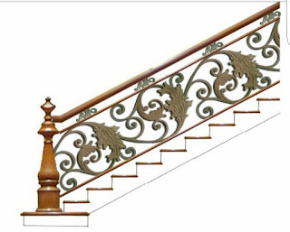 Motif dan Desain Railing Tangga Besi Tempa Klasik menggunakan Ornamen Besi Tempa full Alferon