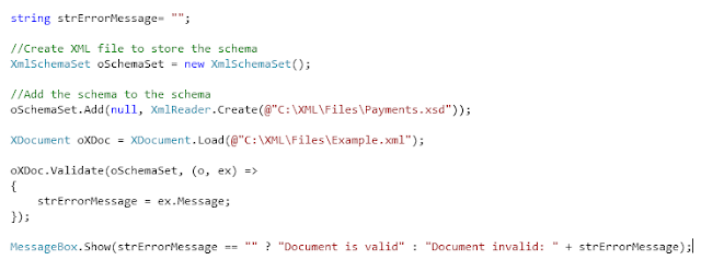 Xml Validation code snippt