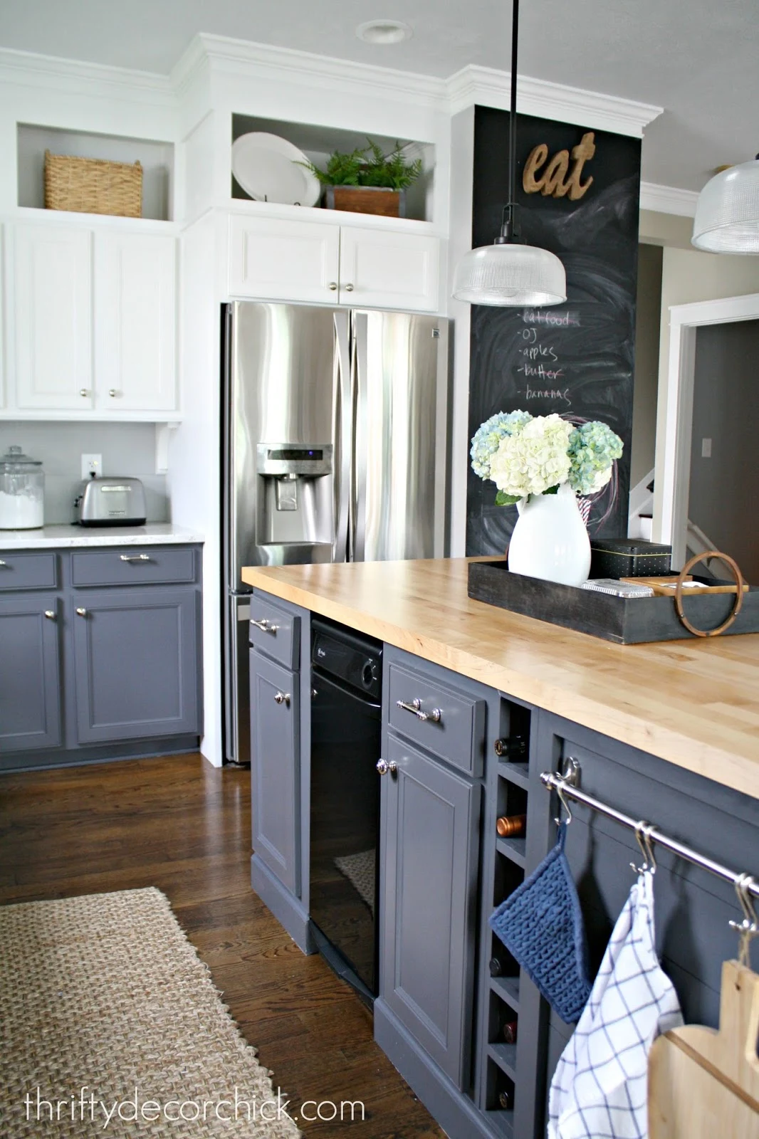 gray peppercorn base cabinets