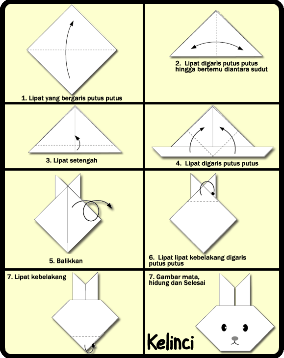  Cara  Membuat  Origami KELINCI  Untuk Anak