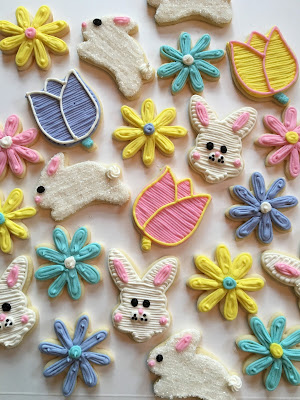 Easter Themed Cookies with Bunnies, Tulips and Daisies