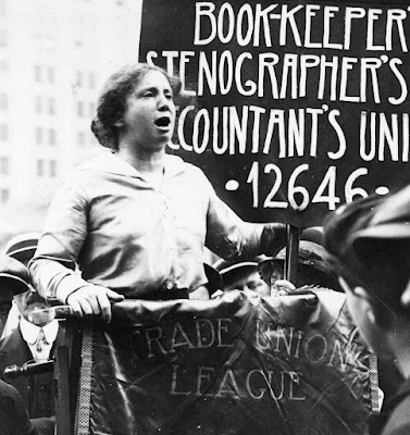 ID: Rose Schneiderman, the first woman elected to national office in a labor union, speaks out at a rally, which she did many times after the Triangle Shirtwaist Factory Fire of 1911.