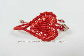 MACRAME bracciale cuore rosso