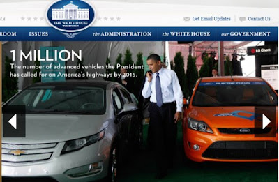 President Obama admires a Chevy Volt - Source: White House