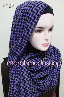 pashmina sifon motif hondstooth ungu