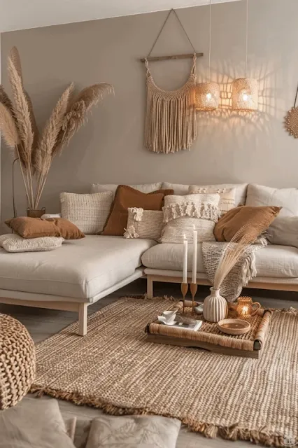 sala decorada no estilo boho chic