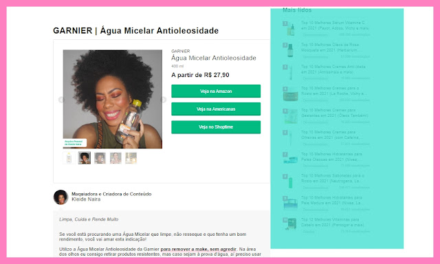 Água Micelar Antioleosidade da Garnier - mybest Brasil