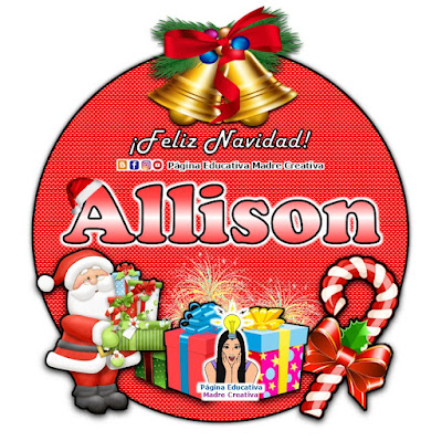 Nombre Allison - Cartelito por Navidad nombre navideño