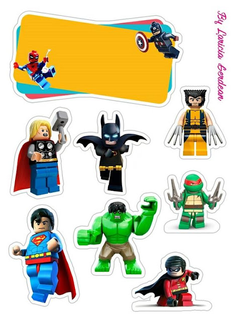 Lego Superheroes Free Printable Cake Toppers.