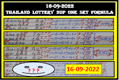 Thailand Lottery 16-09-2022 3up One Set Formula - 3up Sure Number 16-09-2022