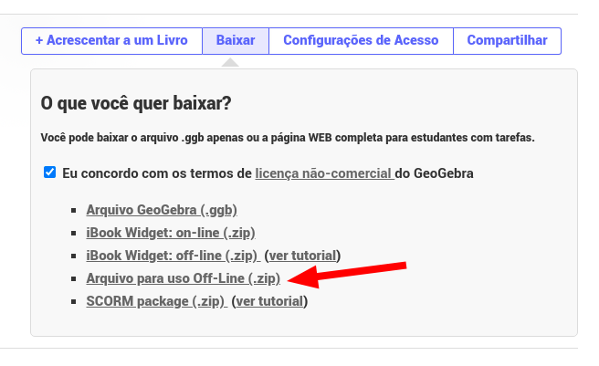 Clique em: Arquivo para uso Off-Line (.zip)