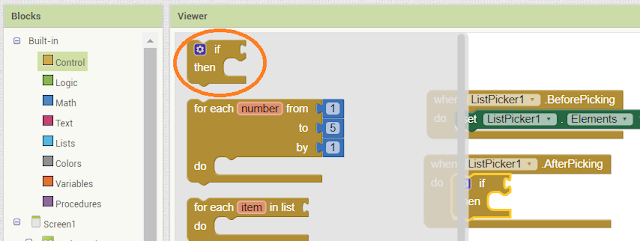 The Blocks Editor is where you program the behaviour of your app. There are Built-in blocks that handle things like math, logic, and text with each components you have added.