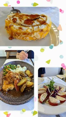 Collage of lunch dishes at Lounge in Obidos