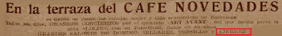 Actividades en el Café Novedades en 1926